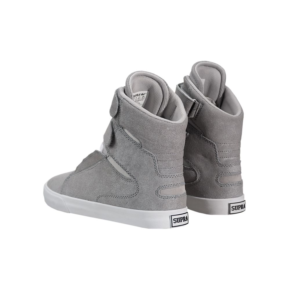 Baskets Montantes Supra Society II Grise Silver/White Femme | DSC-58623073